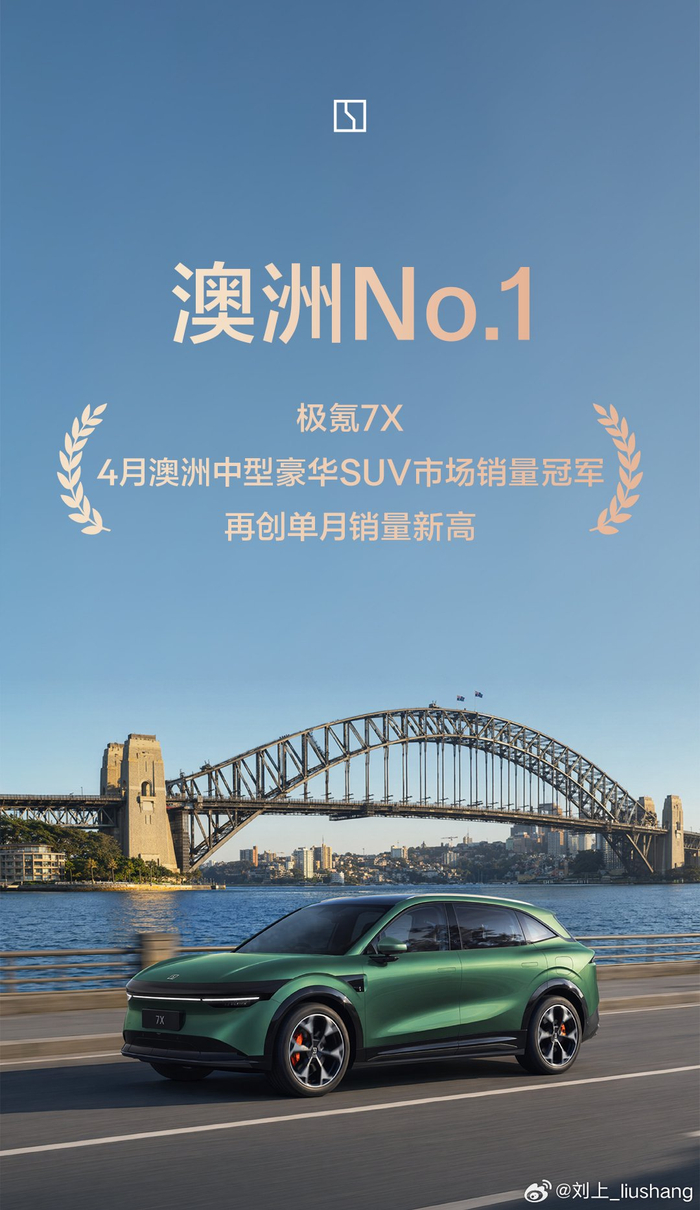 AG官方网站-极氪7X4月澳洲销量超越全球夺冠|销量冠军|zeekr 7x|澳大利亚_新浪新闻